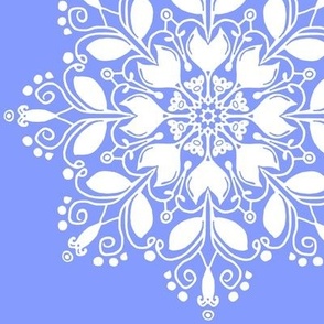 Folk Art Kaleidoscope Tulips White on Light Blue