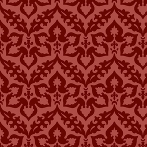 zigzag floral damask, dark red