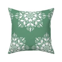 Folk Art Kaleidoscope Tulips White on Sage Green