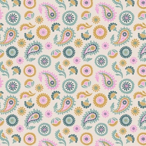 Paisley Bloom Pink Teal