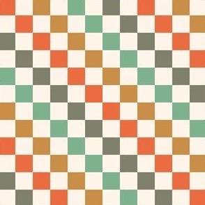 1/2" muted christmas checkerboard fabric - checker design