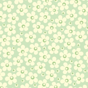 70s Retro Bubble Floral in Green and Mint
