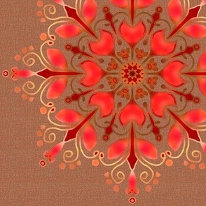 Folk Art Kaleidoscope Tulips Soft Pink on Light Brown