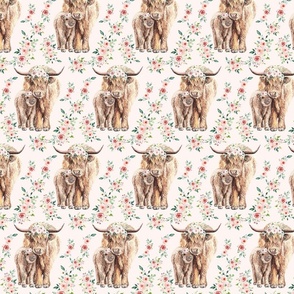 Highland Cow Floral Crib Sheet Small Scale