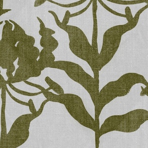 Glory Lily - Olive Green on Grey (Jumbo Scale)