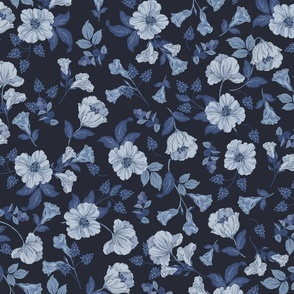 Spring Dreaming_ Floral_Indigo Blue