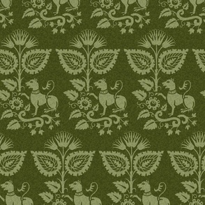 Renaissance Damask 1010, Olive Green