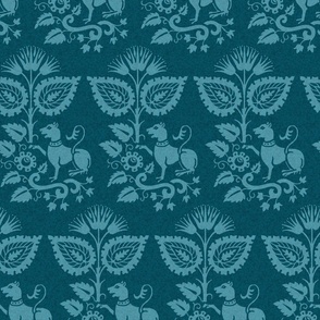 Renaissance Damask 1010, Peacock Blue