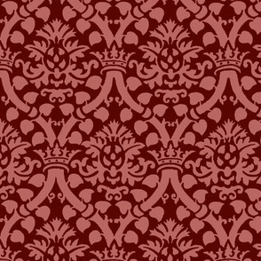 damask with crowns, dark red 2
