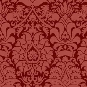 Damask with Lions, Dark Red