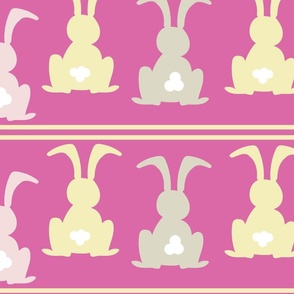 Easter Bunny Rabbits - Modern Nursery Pastel Rabbits  on Candy Pink - Nursery for kids Candy
