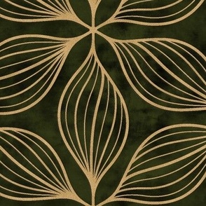 L // Golden stars - Neutral Geometric flower on Olive velvet base