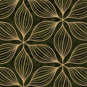 M // Golden stars - Neutral Geometric flower on Olive velvet base