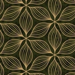 S // Golden stars - Neutral Geometric flower on Olive velvet base