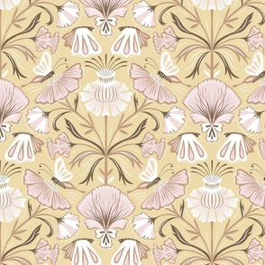 Delicate floral damask // butter + piglet // medium