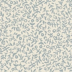 ditsy flowers - dusty blue on beige tiny floral fabric 