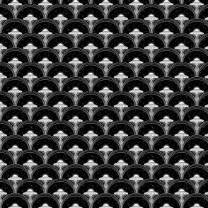 ufo art deco black white -  small