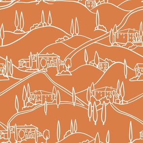 Italian Tuscany Landscape in Orange