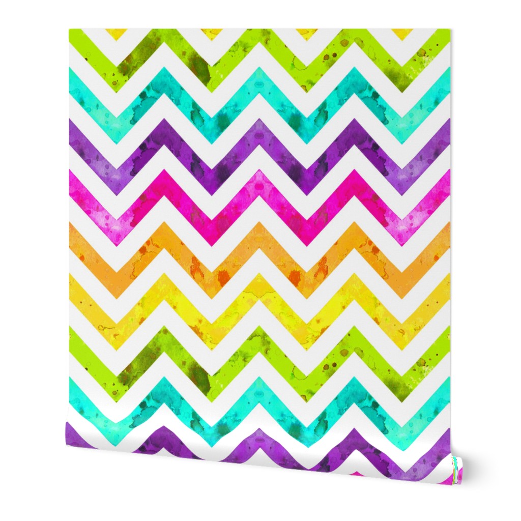 watercolor chevron rainbow