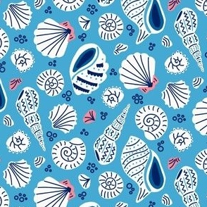 Seashells and Bubbles - Blue and Pink (Small)
