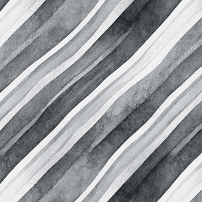 Diagonal Watercolor Stripes In Neutral Grey Colors Smaller Scale