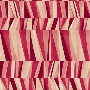 Abstract Geometric Hand Painted Triangles Patchwork in Viva Magenta and Gray Sand (Medium Scale)