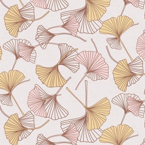 Ginkgo Leaf in butter yellow and piglet pink
