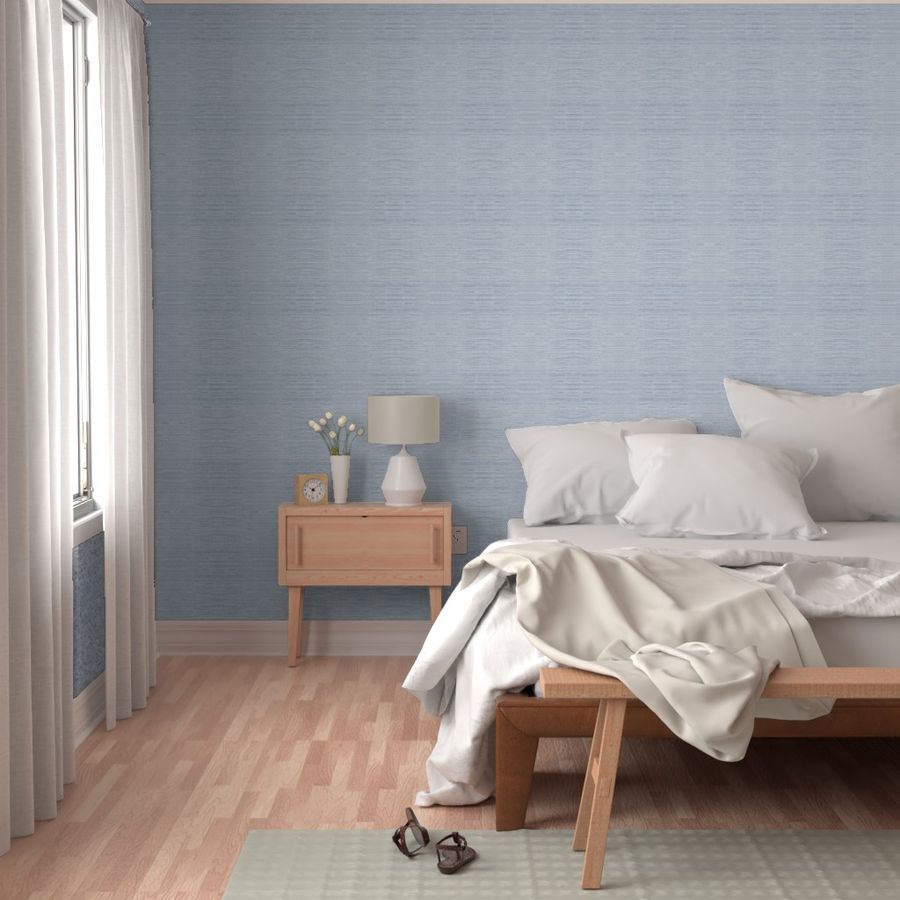 Denim Grasscloth  - Blue and White Wallpaper 