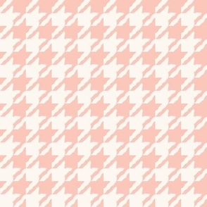 Medium Peach Pink and Cream Ditsy Houndstooth Check