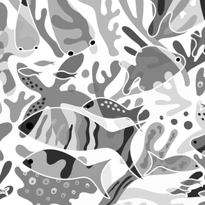 Coral Reefs - Hidden Whimsical - black and white | jumbo scale ©designsbyroochita
