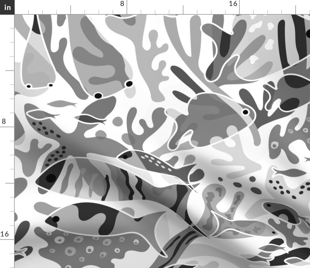 Coral Reefs - Hidden Whimsical - black and white | jumbo scale ©designsbyroochita