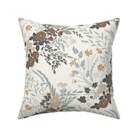 My Dreamy Botanical Floral Garden- earth toned neutrals brown and grey Medium
