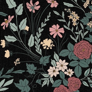 My Dreamy Botanical Floral Garden-blue washed out colourful neutrals on black.JPG