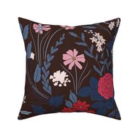 My Dreamy Botanical Floral Garden-jewel toned on washed black