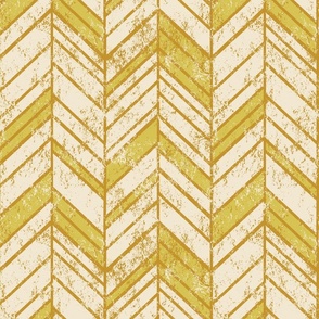 medium | Shabby Chic Pastel Chevron Herringbone | Chartreuse and cream white with mat gold mustard lines &  rustic, aged, distressed texture 