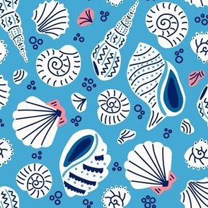 Seashells and Bubbles - Blue and Pink  