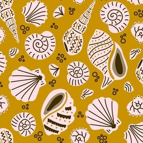 Seashells and Bubbles - Golden Yellow and Blush