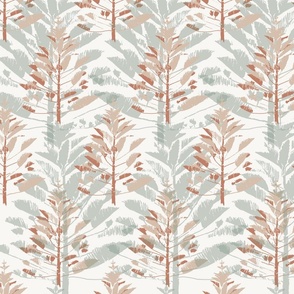 Norfolk Pine in Sienna and Sage with Off White Background