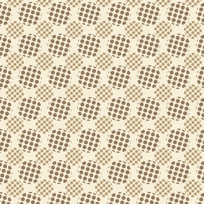 Square Beige Balls - S small scale - retro brown geometric polka dots pattern clash