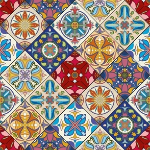 9 Multicolor Floral Tiles - Diagonal