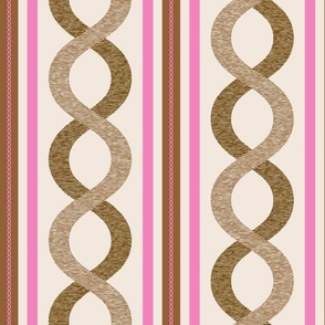 Large scale • Retro ribbon Waves brown & pink passementerie