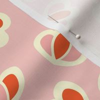 Simple Allover Buttercup Motif in Orange on a Pink Background