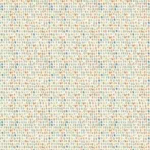 Soft cream, peach, teal dots Large