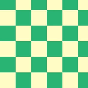 green and pale yellow checker
