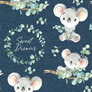 Sweet Dreams Little Koala (dark blue linen)