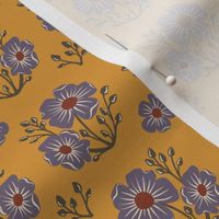 Vintage Floral // Small // Marigold and Purple 