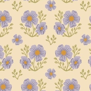 Vintage Pastel Floral // Medium // Dreamy Lavender on Almond