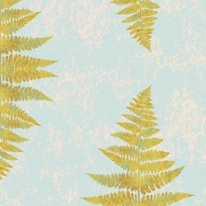 24'' delicate spring ferns against baby blue sky | shabby chic,  impressionism, paint texture, painterly half drop