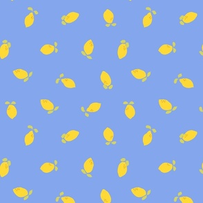 TOSSED LEMON FRUITS IN YELLOW ON BLUE