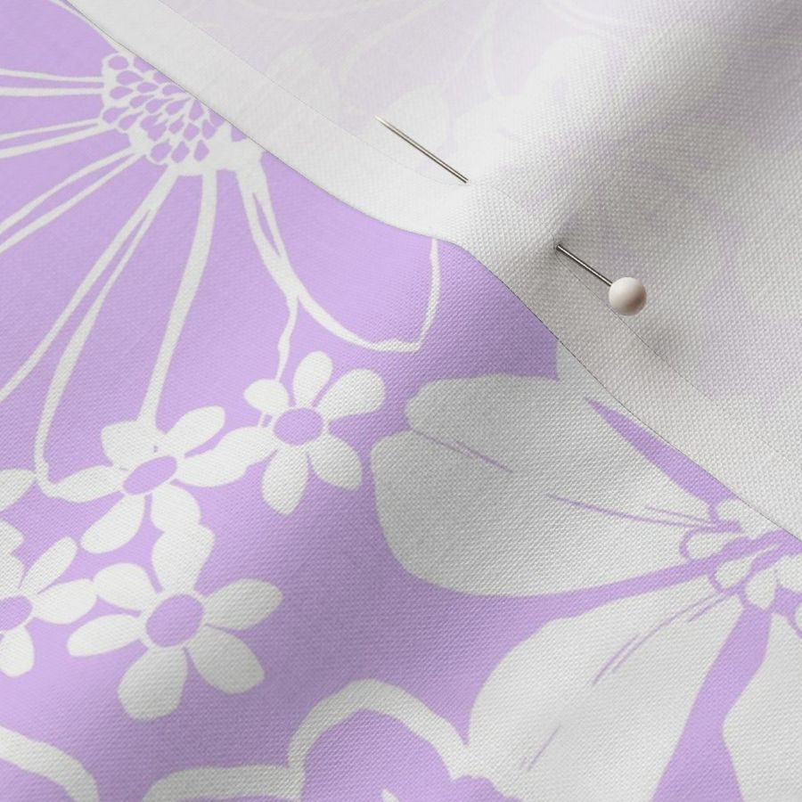 DETAILED 2 COLOR FLORAL IN WHITE AND PURPLE